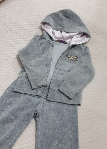 Kız Çocuk Gri Kapüşonlu Fermuarlı Eşofman - Görsel 6