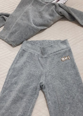 Kız Çocuk Gri Kapüşonlu Fermuarlı Eşofman - Görsel 4