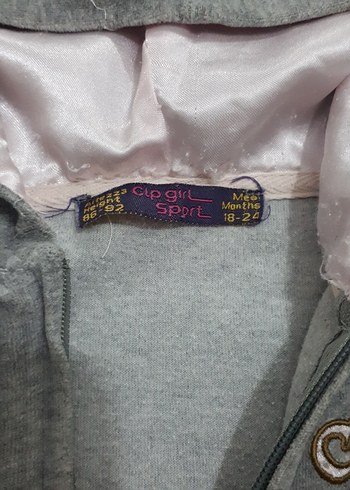 Kız Çocuk Gri Kapüşonlu Fermuarlı Eşofman - Görsel 5