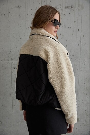 Peluş detay mont - Görsel 2