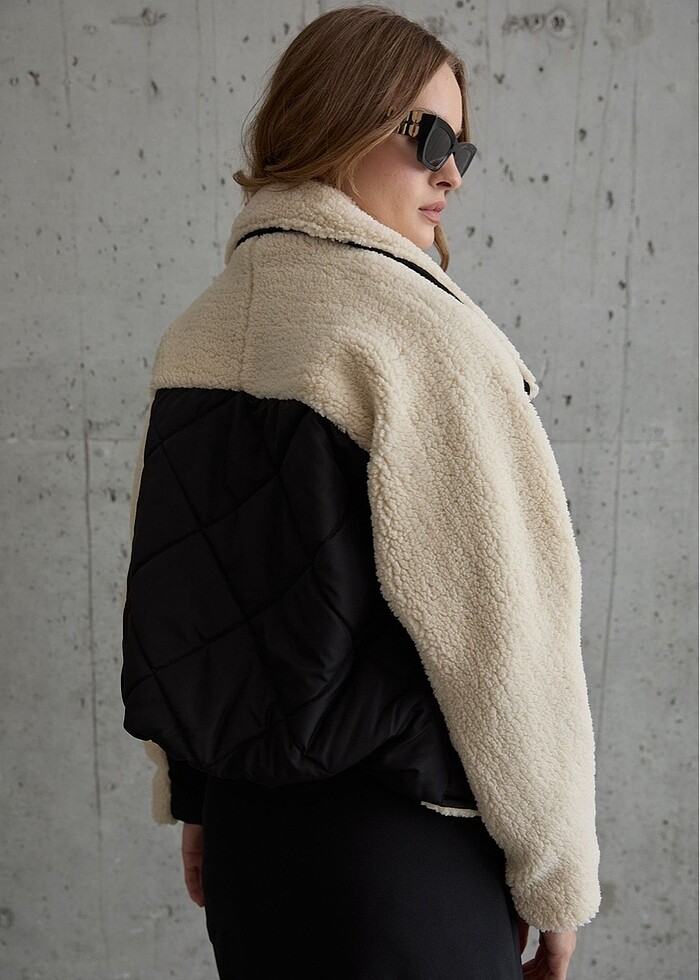 Peluş detay mont - Görsel 2