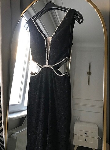 Siyah taş detay abiye - Görsel 2