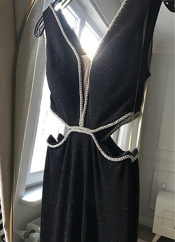 Siyah taş detay abiye - Görsel 3