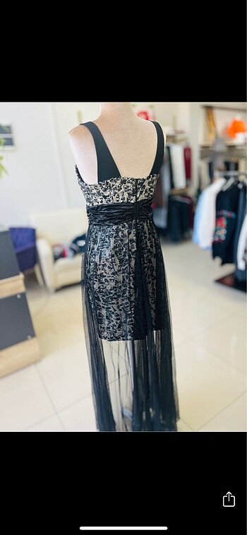 Kısa tül detay abiye - Görsel 6