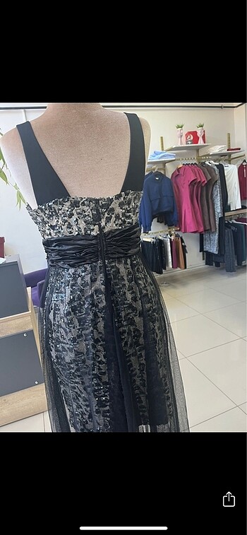 xl Beden siyah Renk Kısa tül detay abiye