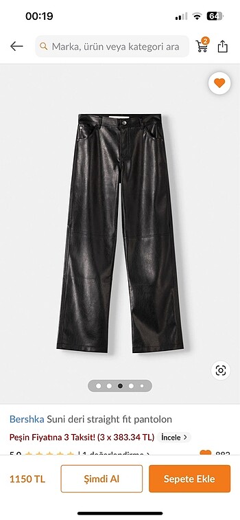 Bershka deri pantolon