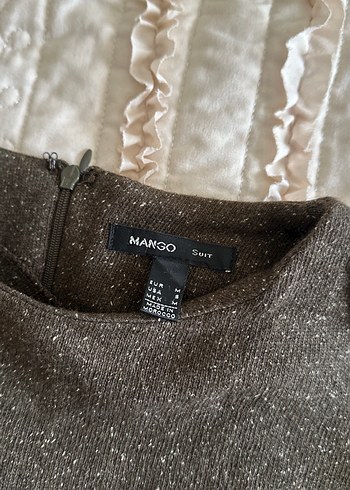 Mango MANGO haki Uzun Kollu Triko Midi Elbise