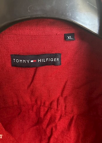 Tommy Hilfiger Tommy orjinal gömlek xl Kırmızı Kısa Kollu Keten Gömlek