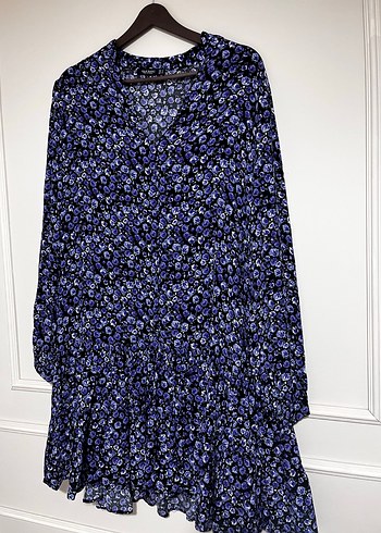 Mor Bağcıklı V Yaka Uzun Kollu Bohem Elbise - Görsel 2