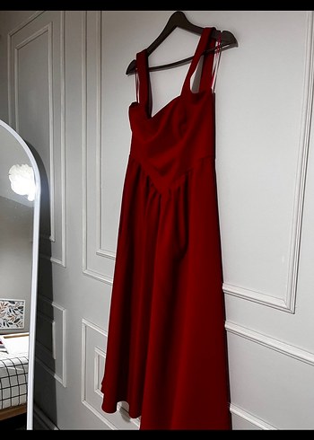 Kırmızı Drapeli Uzun Plaj Elbisesi - Görsel 3