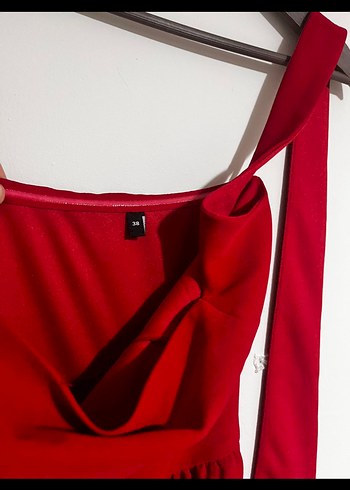 Kırmızı Drapeli Uzun Plaj Elbisesi - Görsel 5