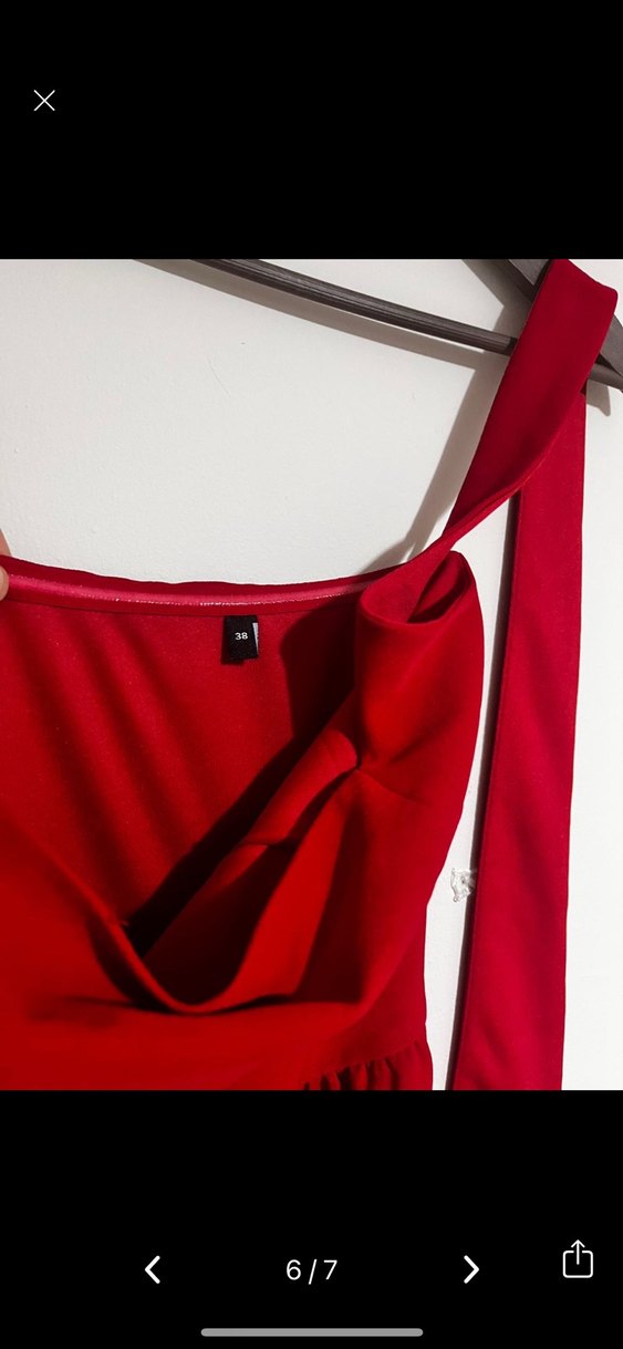 Kırmızı Drapeli Uzun Plaj Elbisesi - Görsel 5