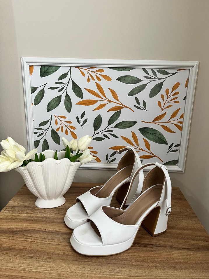 Beyaz Platform Topuklu Kadın Ayakkabı - Görsel 3