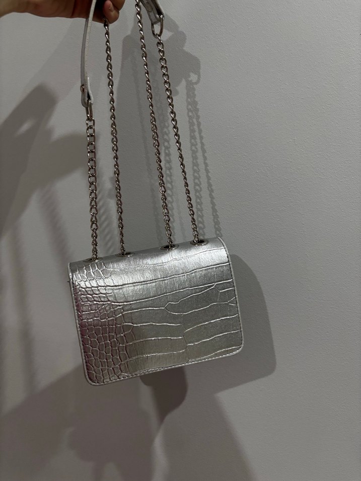 Gri Zincir Detaylı Prada Deri Kadın Çanta - Görsel 5