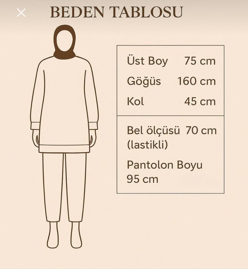 Kahverengi Kadın Oversize Takım şardonlu 3 iplik - Görsel 2