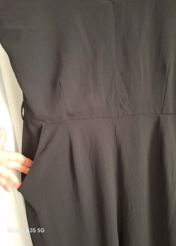 Quzu marka Siyah V Yaka Kadın Tulum - Görsel 6