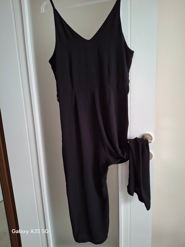 Quzu marka Siyah V Yaka Kadın Tulum - Görsel 2