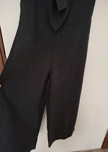 Zara Siyah V Yakalı Uzun Keten Tulum - Görsel 5