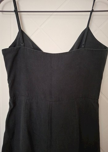 Zara Siyah V Yakalı Uzun Keten Tulum - Görsel 6