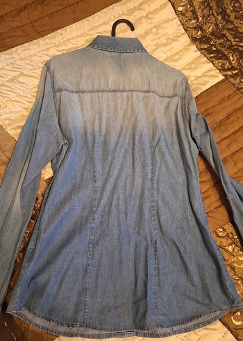 Mavi Denim Düğmeli Kadın Gömlek - Görsel 3