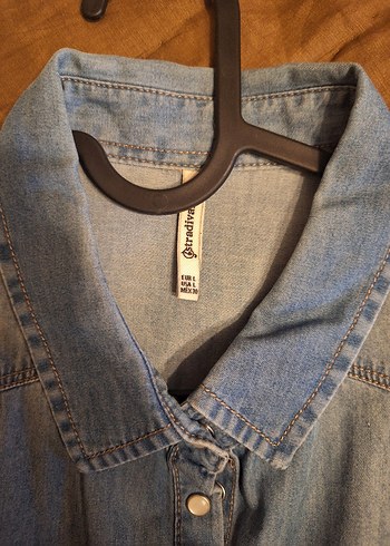 Mavi Denim Düğmeli Kadın Gömlek - Görsel 2