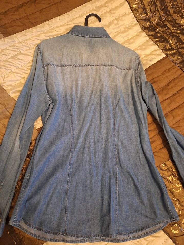 Mavi Denim Düğmeli Kadın Gömlek - Görsel 3