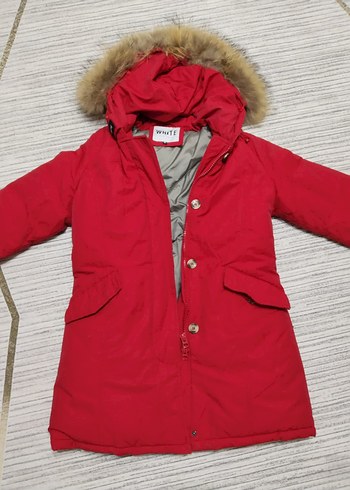 Pull and Bear Kürklü Kırmızı Kadın Kış Montu