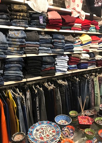 Gri Örgü Desenli Rahat Kesim Kadın Kot Pantolon
