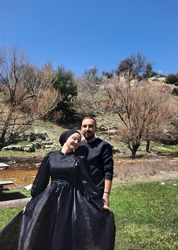 Siyah Uzun Kollu Gotik Kadın Elbise - Görsel 2