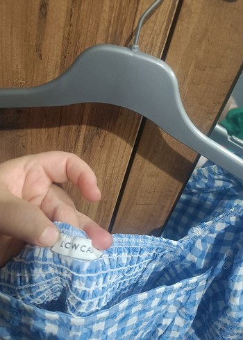 44 Beden mavi Renk Mavi Kareli Kadın Bluz
