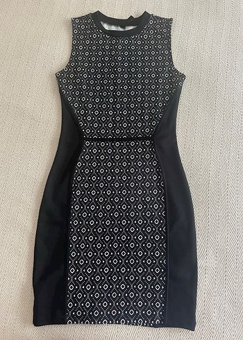 H&M H&M Siyah Desenli Kolsuz Mini elbise