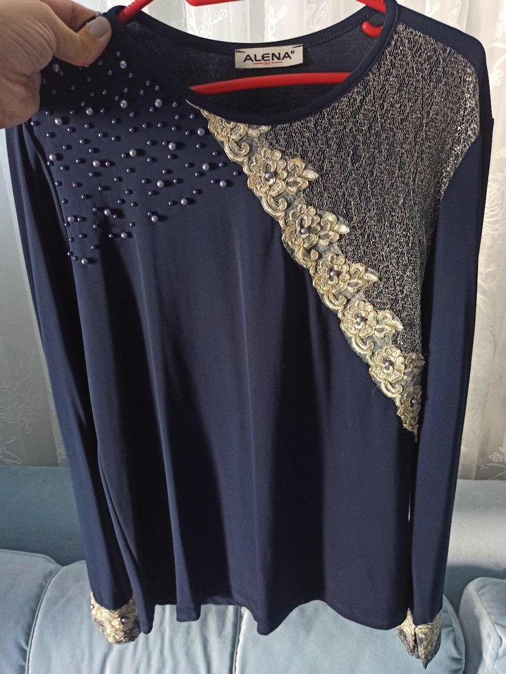 Boncuk Detaylı Drapeli Uzun Kollu Abiye Elbise - Görsel 2