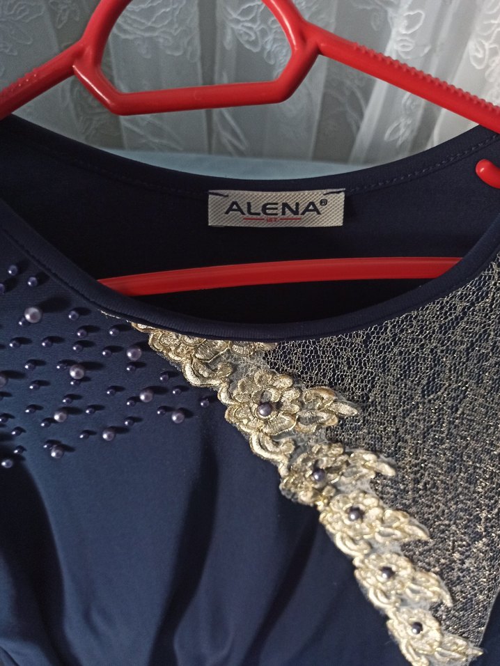 Boncuk Detaylı Drapeli Uzun Kollu Abiye Elbise - Görsel 4