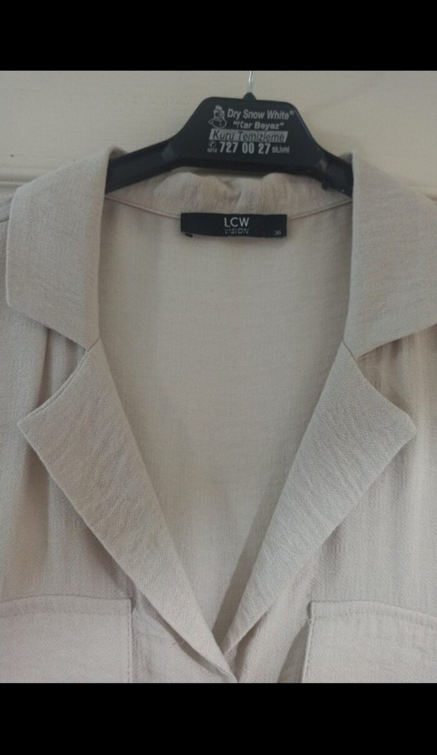 Bej Düğmeli Kısa Kollu Kadın Keten Tulum - Görsel 3