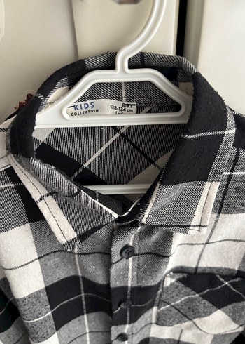 Gri Ekose Düğmeli çocuk Gömlek - Görsel 2