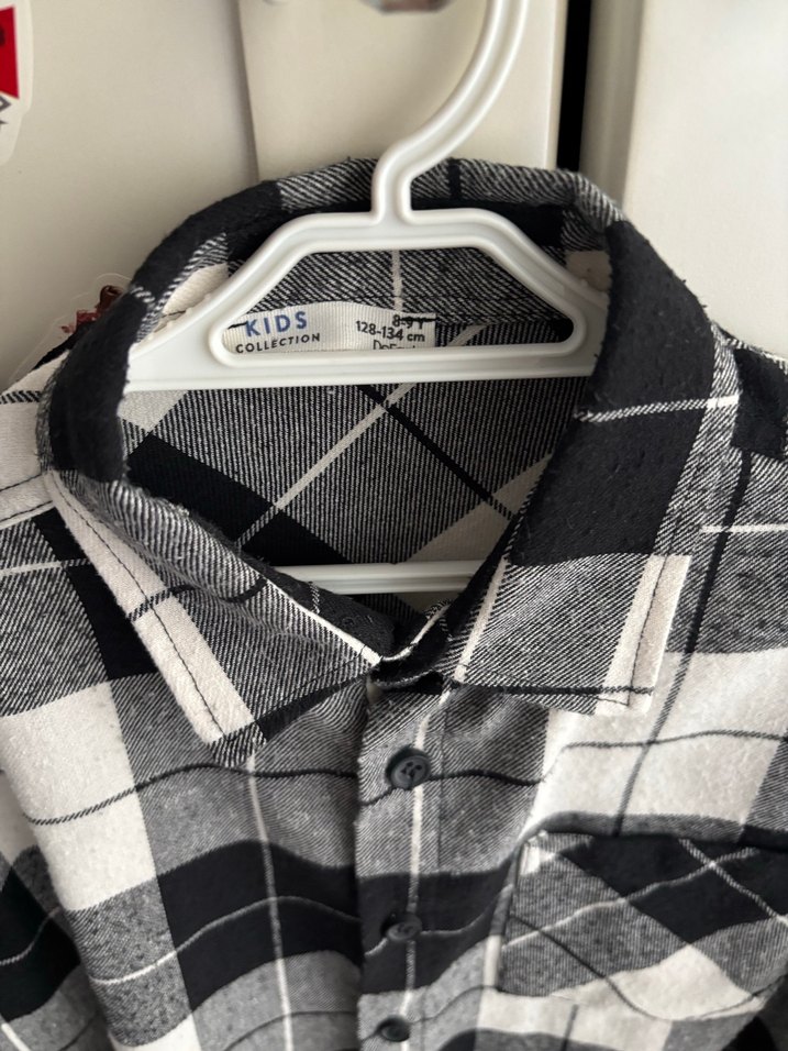 Gri Ekose Düğmeli çocuk Gömlek - Görsel 2