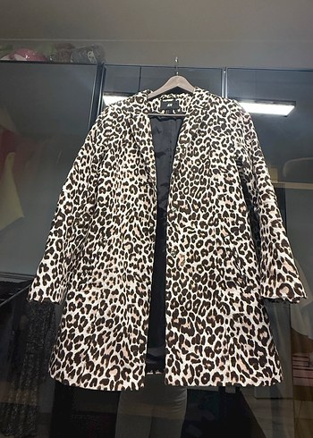 Kahverengi Leopar Desenli Kadın Kaban - Görsel 3