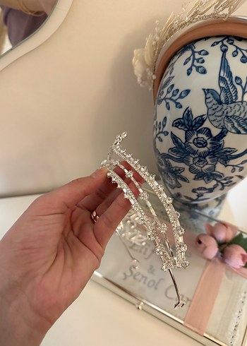 İnci Detaylı Beyaz Bohem Gelin Tacı - Görsel 3