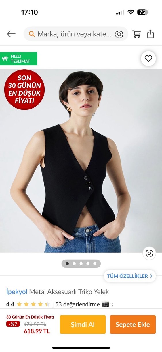 Düğmeli Kadın Siyah Midi Yelek - Görsel 3