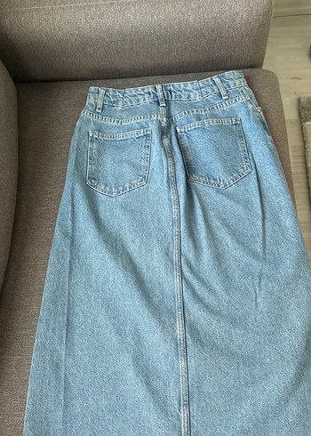 Gevşek Kesim Midi Kot Etek - Görsel 2