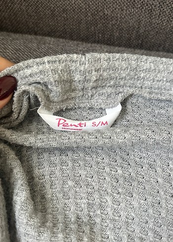 Gri Uzun Kollu  Kadın Hırka - Görsel 2