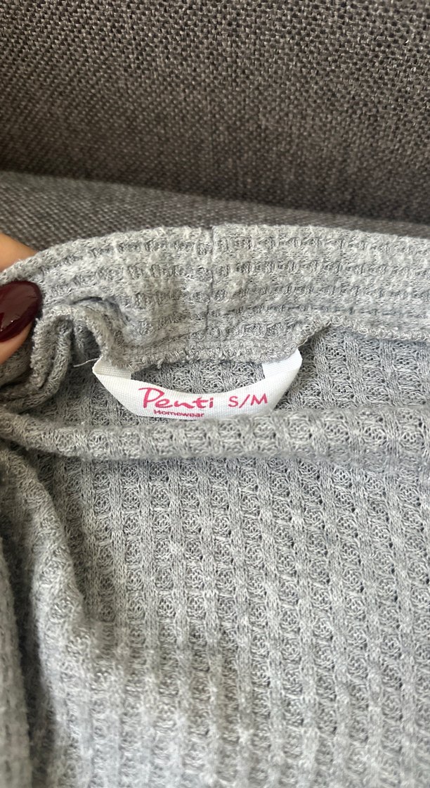 Gri Uzun Kollu  Kadın Hırka - Görsel 2