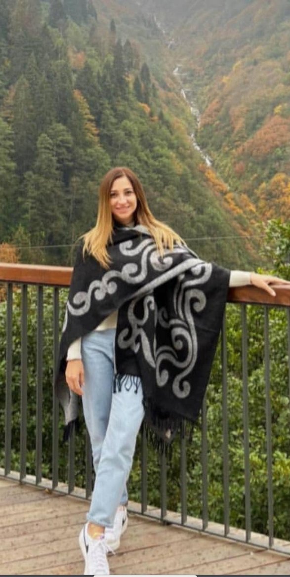 Gri Bohem Tarzı Yün Kadın Şal - Görsel 2