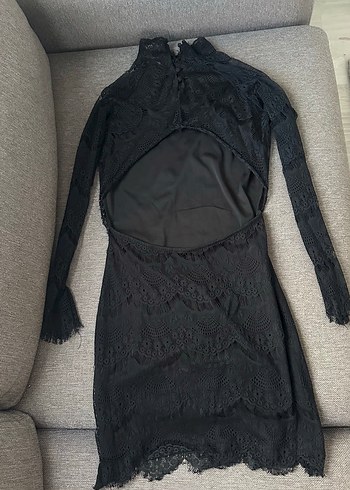 Siyah Dantel Uzun Kollu Gotik Kadın Elbise - Görsel 2