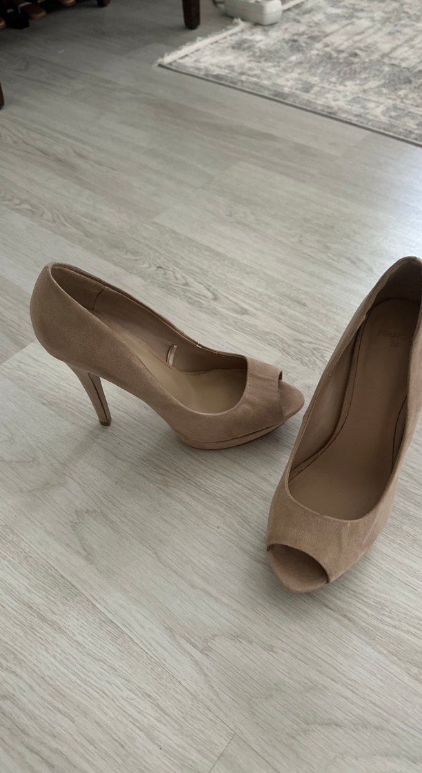 Bej Süet Kadın Stiletto Topuklu Ayakkabı - Görsel 3