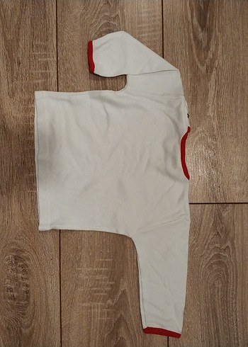Kırmızı Detaylı Beyaz bebek üst - Görsel 3