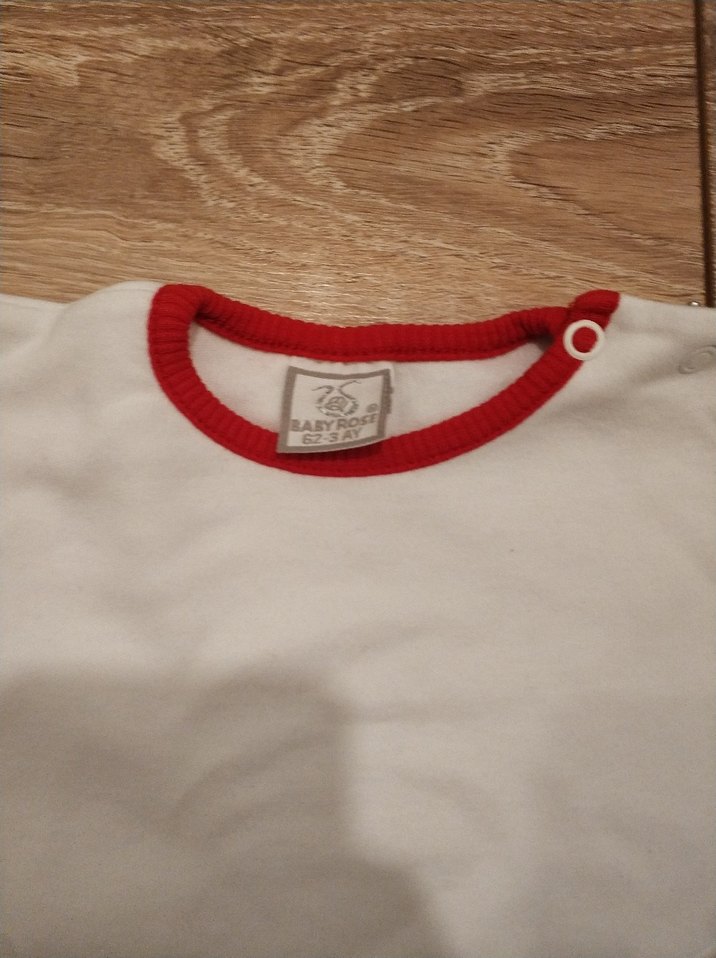 Kırmızı Detaylı Beyaz bebek üst - Görsel 2