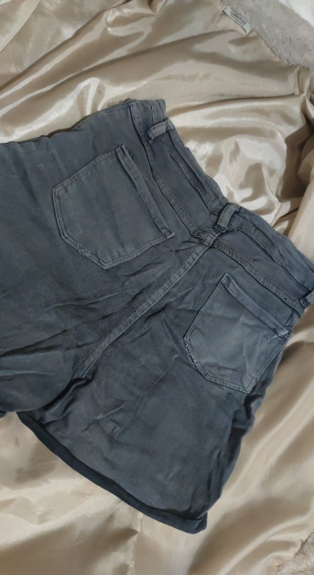 Gri Mini Kadın Denim Şort ANTRASİT - Görsel 4