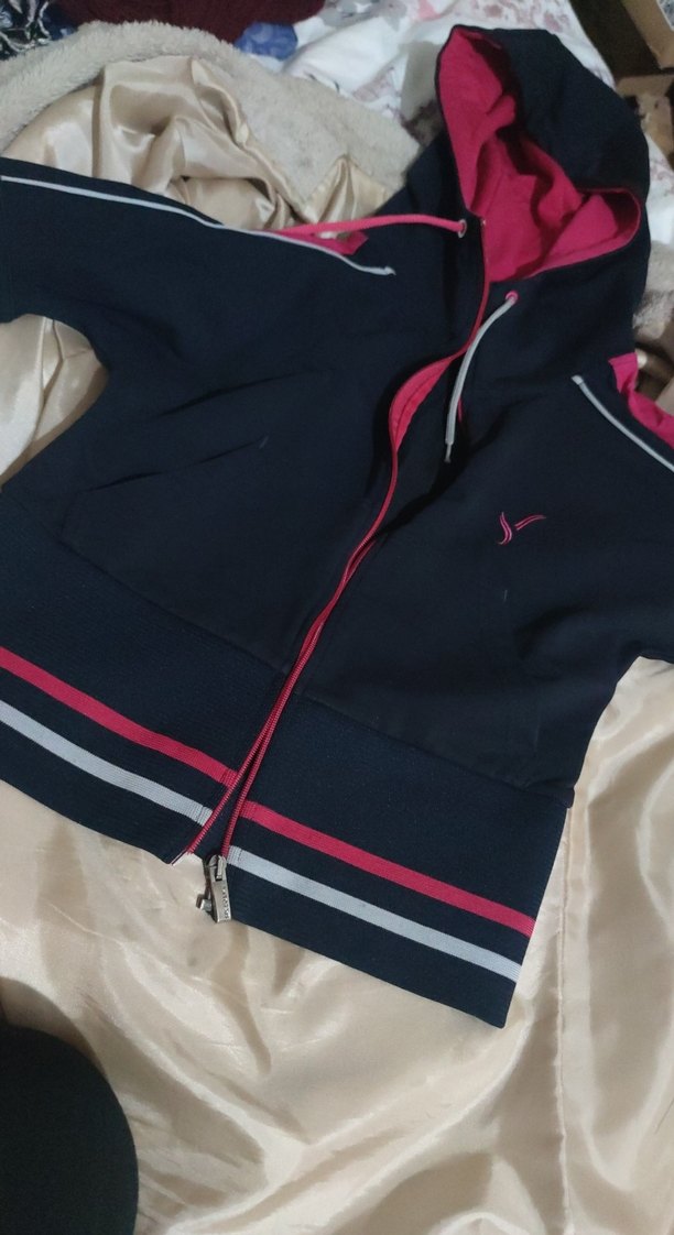 Fermuarlı Siyah Kadın Eşofman crop ceket - Görsel 5