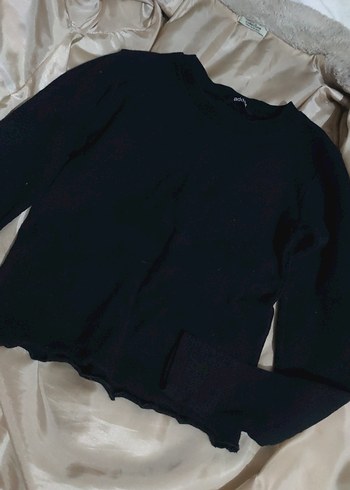 Kadın Siyah Basic Salaş Sweatshirt crop - Görsel 2